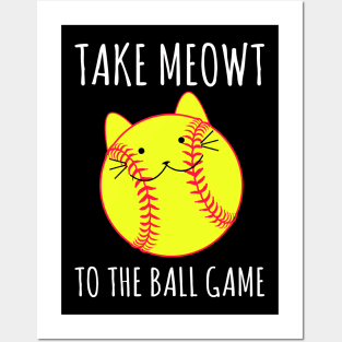 Take Meowt To The Ball Game - Cat Cats Baseball Posters and Art